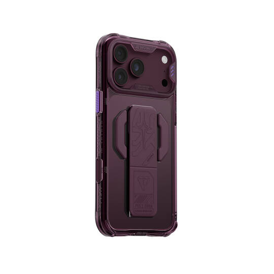 Apple iPhone 18 Pro Kılıf M-safe Şarj Özellikli Teknoloji Desenli Skinarma Helio CE Mag Charge Standlı Kapak - 6
