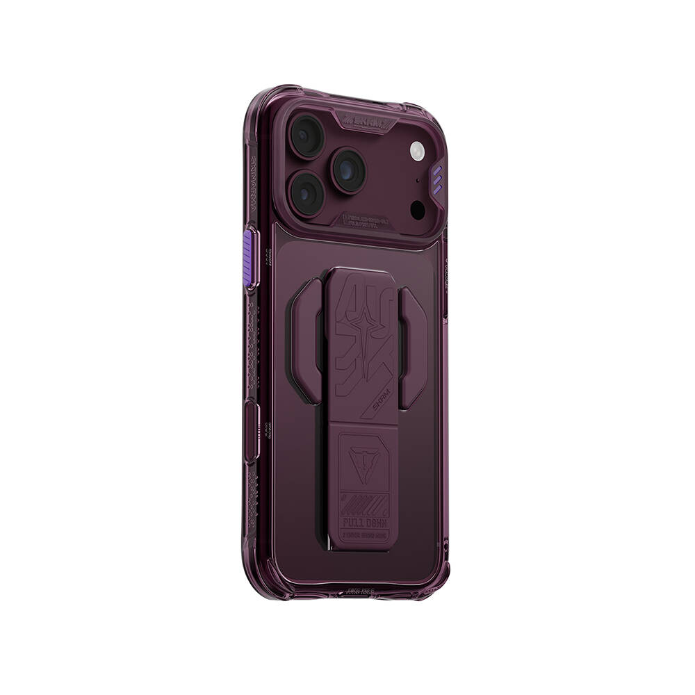 Apple iPhone 18 Pro Kılıf M-safe Şarj Özellikli Teknoloji Desenli Skinarma Helio CE Mag Charge Standlı Kapak - 6