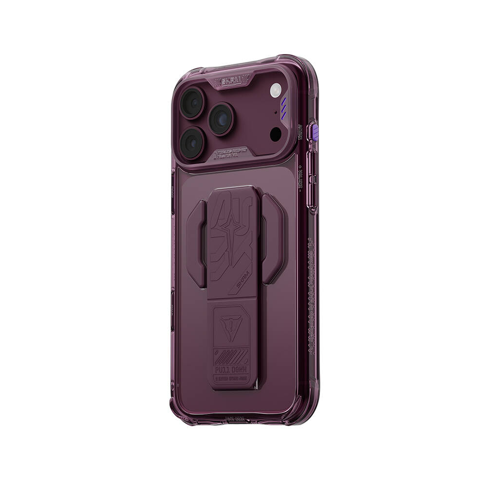 Apple iPhone 18 Pro Kılıf M-safe Şarj Özellikli Teknoloji Desenli Skinarma Helio CE Mag Charge Standlı Kapak - 7