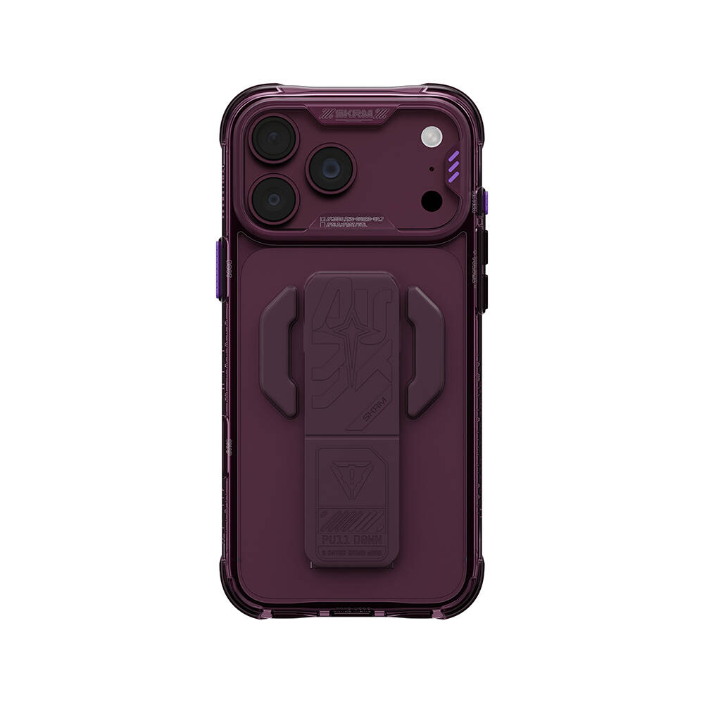 Apple iPhone 18 Pro Kılıf M-safe Şarj Özellikli Teknoloji Desenli Skinarma Helio CE Mag Charge Standlı Kapak - 8