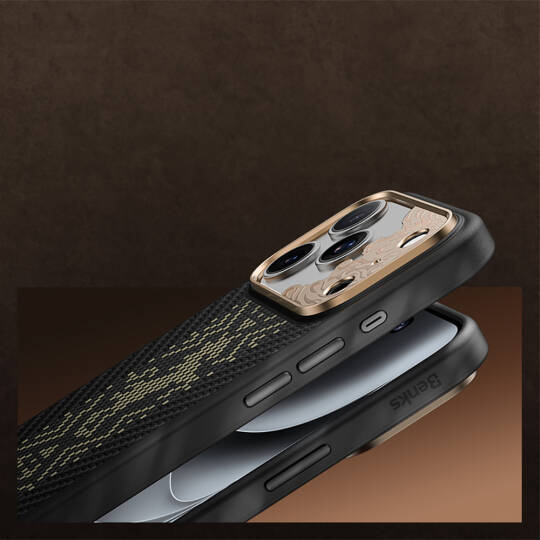 Apple iPhone 18 Pro Kılıf M-safe Şarj Özellikli Yükseltilmiş Kamera Çerçeveli Karbon Fiber Tasarımlı Benks Knight ArmorPro Kevlar Kapak - 5