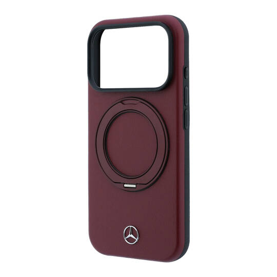 Apple iPhone 18 Pro Kılıf Mercedes Benz Orjinal Lisanslı M-safe Şarj Özellikli 360 Derece Dönebilen Standlı PU Metal Logolu Kapak - 6
