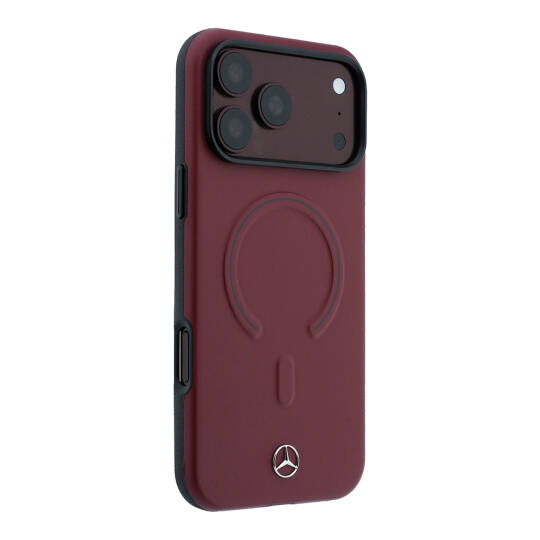 Apple iPhone 18 Pro Kılıf Mercedes Benz Orjinal Lisanslı M-safe Şarj Özellikli Metal Yıldız Logolu Kabartmalı Deri Kapak - 12