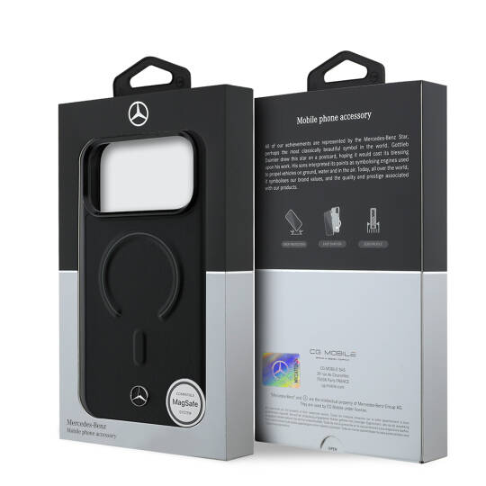 Apple iPhone 18 Pro Kılıf Mercedes Benz Orjinal Lisanslı M-safe Şarj Özellikli Metal Yıldız Logolu Kabartmalı Deri Kapak - 8