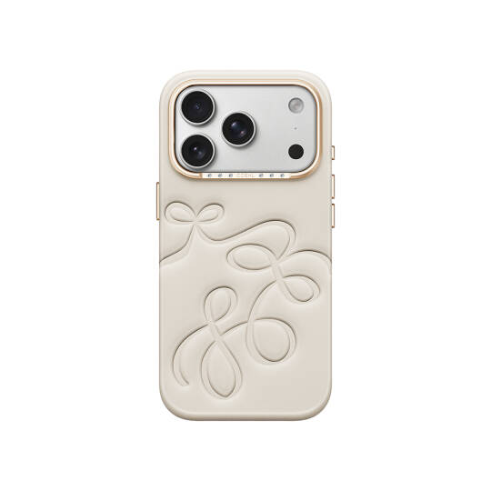 Apple iPhone 18 Pro Kılıf Oyma Desenli Arka Yüzey Coehl Cloude Kapak Krem