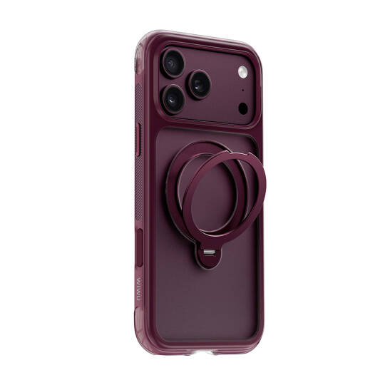 Apple iPhone 18 Pro Kılıf Wiwu AS-203 AeroShield Ultra Serisi M-safe Şarj Özellikli Airbag Tasarımlı Standlı Kapak Bordo