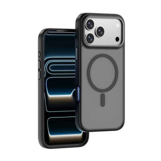 Apple iPhone 18 Pro Kılıf Wiwu FGG-012 ArmorPro Serisi M-safe Şarj Özellikli Parmak İzi Bırakmayan Kılıf Siyah