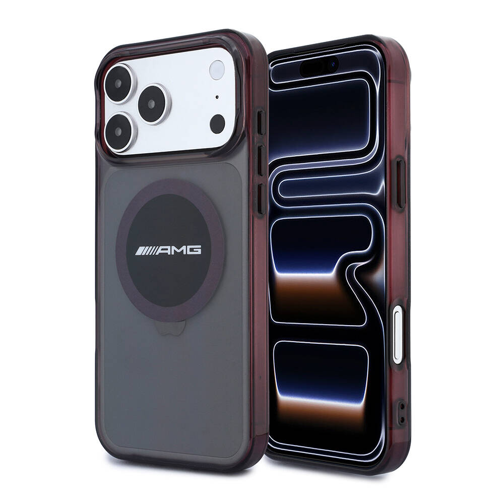 Apple iPhone 18 Pro Max Kılıf AMG Orjinal Lisanslı M-safe Şarj Özellikli Transparan IML Baskı Logolu Bicolor Block Kapak - 1