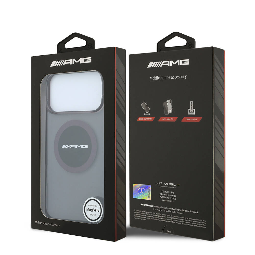 Apple iPhone 18 Pro Max Kılıf AMG Orjinal Lisanslı M-safe Şarj Özellikli Transparan IML Baskı Logolu Bicolor Block Kapak - 8