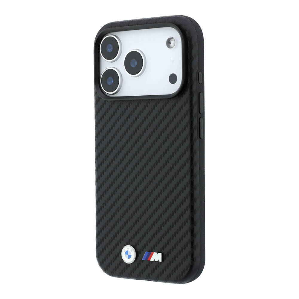 Apple iPhone 18 Pro Max Kılıf BMW Orjinal Lisanslı M-safe Şarj Özellikli Karbon Fiber Tasarımlı ve Metal Logolu PU Deri Kapak - 34