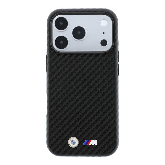 Apple iPhone 18 Pro Max Kılıf BMW Orjinal Lisanslı M-safe Şarj Özellikli Karbon Fiber Tasarımlı ve Metal Logolu PU Deri Kapak - 35