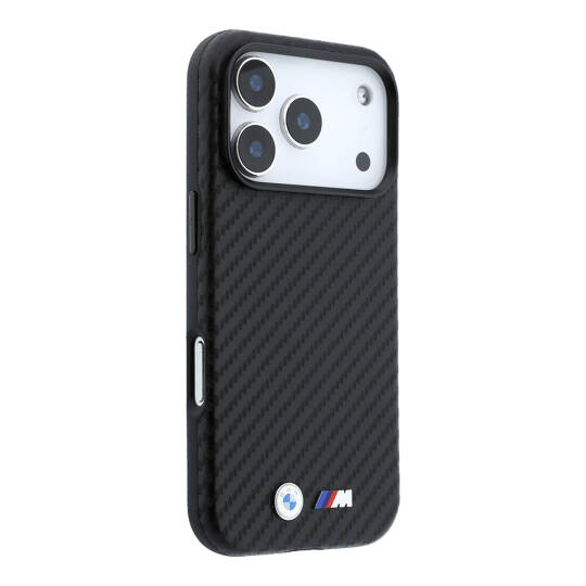 Apple iPhone 18 Pro Max Kılıf BMW Orjinal Lisanslı M-safe Şarj Özellikli Karbon Fiber Tasarımlı ve Metal Logolu PU Deri Kapak - 36