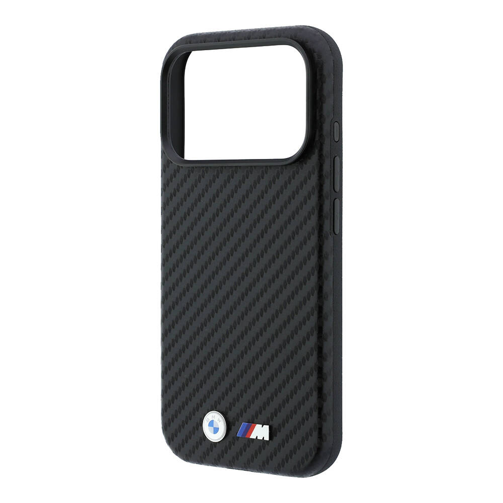 Apple iPhone 18 Pro Max Kılıf BMW Orjinal Lisanslı M-safe Şarj Özellikli Karbon Fiber Tasarımlı ve Metal Logolu PU Deri Kapak - 38