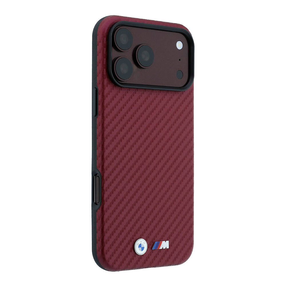Apple iPhone 18 Pro Max Kılıf BMW Orjinal Lisanslı M-safe Şarj Özellikli Karbon Fiber Tasarımlı ve Metal Logolu PU Deri Kapak - 28
