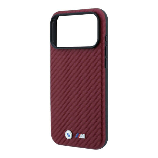 Apple iPhone 18 Pro Max Kılıf BMW Orjinal Lisanslı M-safe Şarj Özellikli Karbon Fiber Tasarımlı ve Metal Logolu PU Deri Kapak - 30