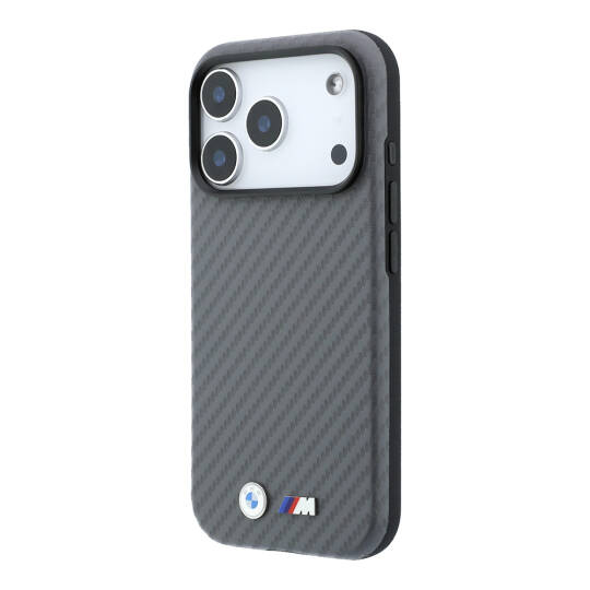 Apple iPhone 18 Pro Max Kılıf BMW Orjinal Lisanslı M-safe Şarj Özellikli Karbon Fiber Tasarımlı ve Metal Logolu PU Deri Kapak - 18