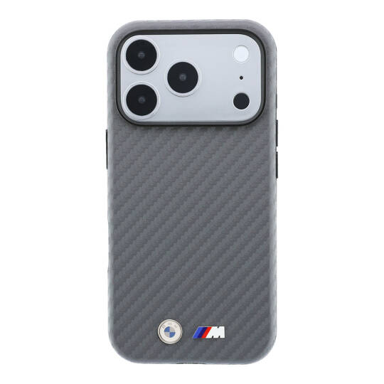 Apple iPhone 18 Pro Max Kılıf BMW Orjinal Lisanslı M-safe Şarj Özellikli Karbon Fiber Tasarımlı ve Metal Logolu PU Deri Kapak - 19