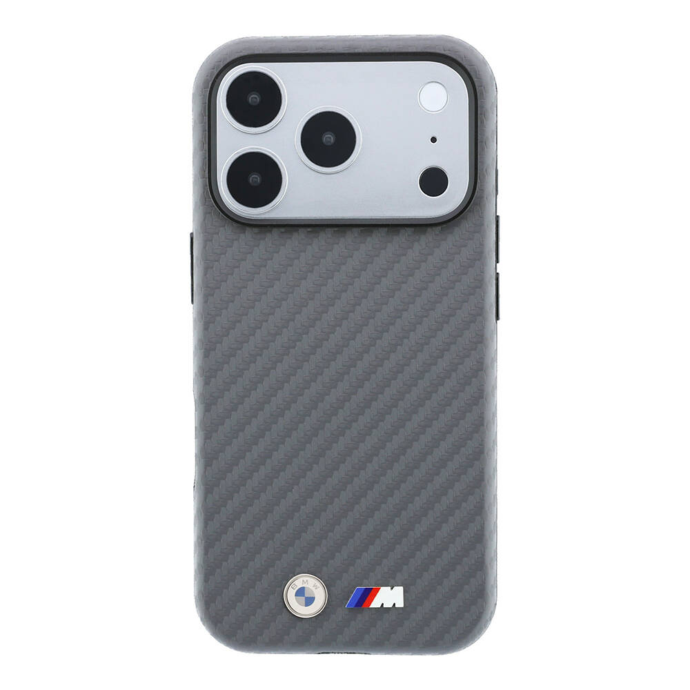Apple iPhone 18 Pro Max Kılıf BMW Orjinal Lisanslı M-safe Şarj Özellikli Karbon Fiber Tasarımlı ve Metal Logolu PU Deri Kapak - 19
