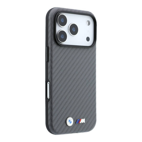 Apple iPhone 18 Pro Max Kılıf BMW Orjinal Lisanslı M-safe Şarj Özellikli Karbon Fiber Tasarımlı ve Metal Logolu PU Deri Kapak - 20