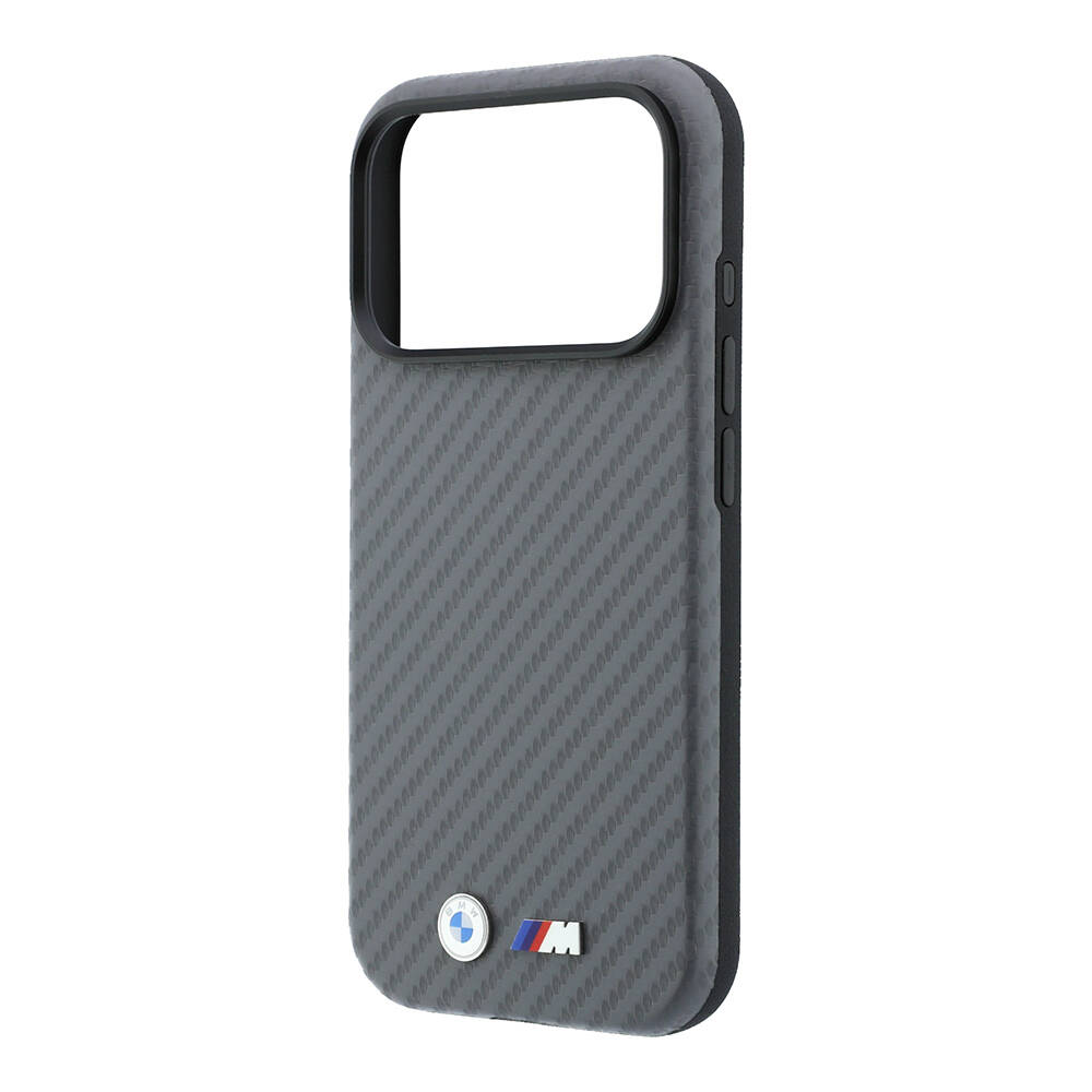 Apple iPhone 18 Pro Max Kılıf BMW Orjinal Lisanslı M-safe Şarj Özellikli Karbon Fiber Tasarımlı ve Metal Logolu PU Deri Kapak - 22