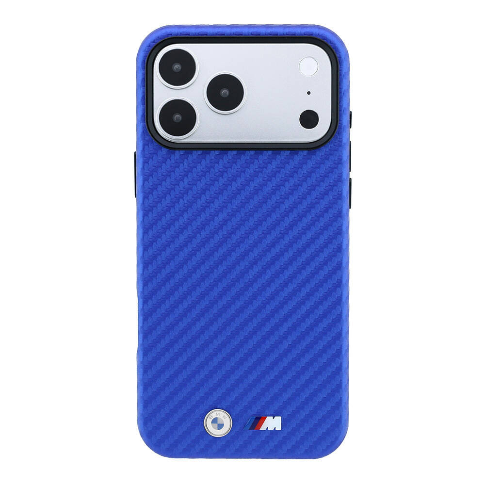 Apple iPhone 18 Pro Max Kılıf BMW Orjinal Lisanslı M-safe Şarj Özellikli Karbon Fiber Tasarımlı ve Metal Logolu PU Deri Kapak - 11