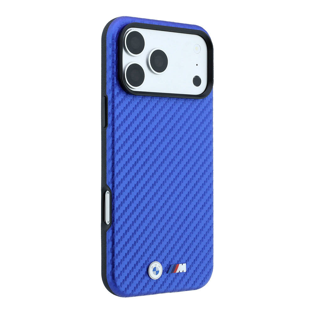 Apple iPhone 18 Pro Max Kılıf BMW Orjinal Lisanslı M-safe Şarj Özellikli Karbon Fiber Tasarımlı ve Metal Logolu PU Deri Kapak - 12