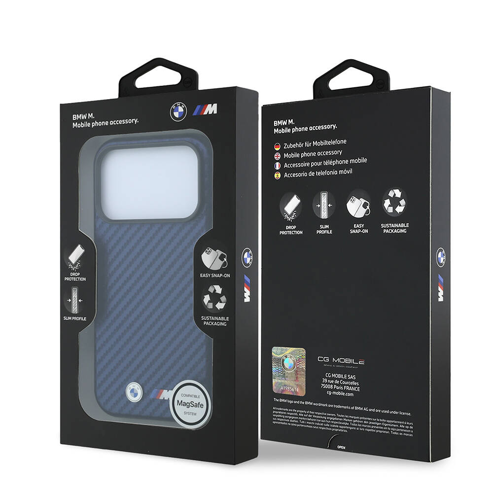 Apple iPhone 18 Pro Max Kılıf BMW Orjinal Lisanslı M-safe Şarj Özellikli Karbon Fiber Tasarımlı ve Metal Logolu PU Deri Kapak - 8