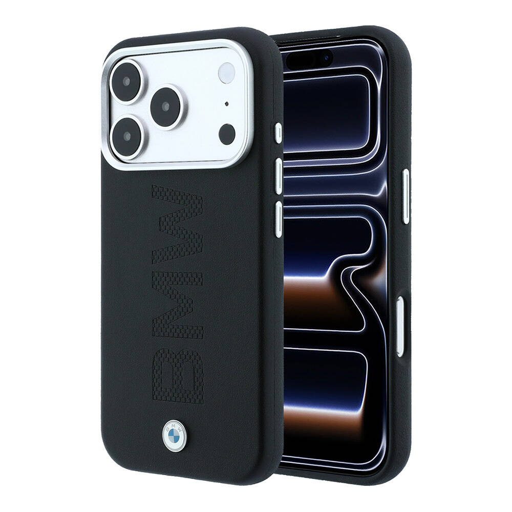 Apple iPhone 18 Pro Max Kılıf BMW Orjinal Lisanslı M-safe Şarj Özellikli Ortalı Sıcak Damga Logolu Deri Kapak - 9