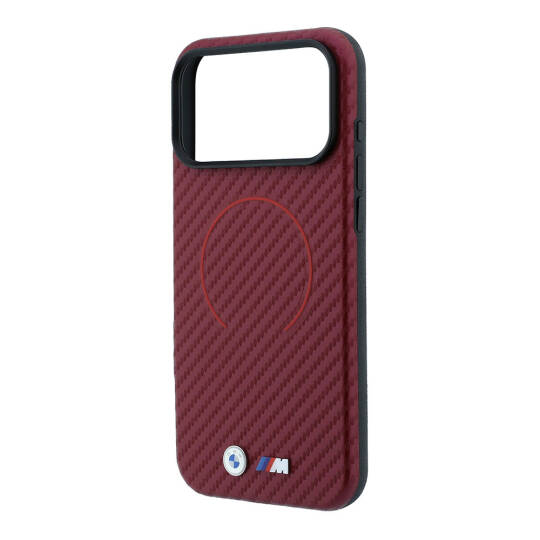 Apple iPhone 18 Pro Max Kılıf BMW Orjinal Lisanslı M-safe Şarj Özellikli PU Metal Logolu Kırmızı Halka Tasarımlı Kapak - 6