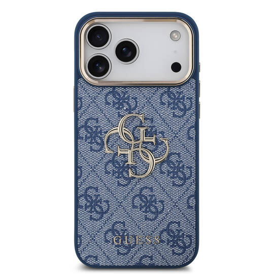 Apple iPhone 18 Pro Max Kılıf Guess Orjinal Lisanslı Gold Metal Kamera Çerçeveli 4G Desenli Metal Büyük 4G ve Yazı Logolu Kapak - 3