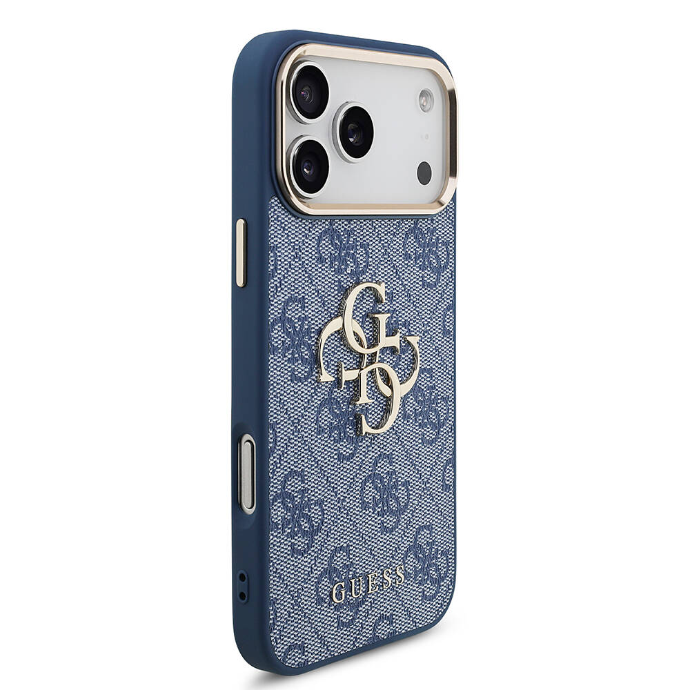Apple iPhone 18 Pro Max Kılıf Guess Orjinal Lisanslı Gold Metal Kamera Çerçeveli 4G Desenli Metal Büyük 4G ve Yazı Logolu Kapak - 4