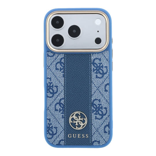 Apple iPhone 18 Pro Max Kılıf Guess Orjinal Lisanslı M-safe Şarj Özellikli Deri 4G Desenli Şeritli Yazı Logolu Kapak - 19