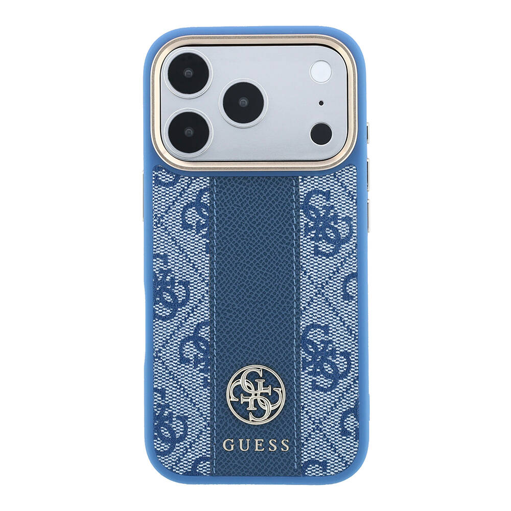 Apple iPhone 18 Pro Max Kılıf Guess Orjinal Lisanslı M-safe Şarj Özellikli Deri 4G Desenli Şeritli Yazı Logolu Kapak - 19