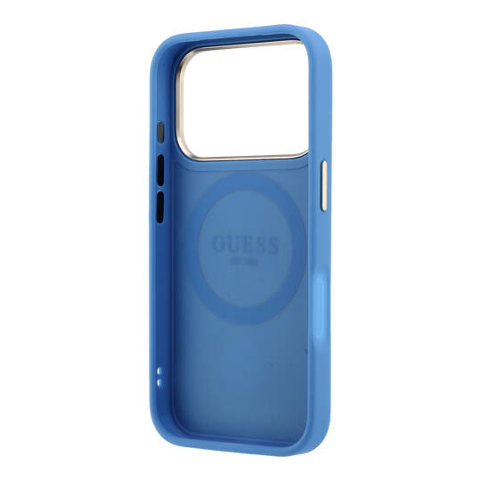 Apple iPhone 18 Pro Max Kılıf Guess Orjinal Lisanslı M-safe Şarj Özellikli Deri 4G Desenli Şeritli Yazı Logolu Kapak - 23
