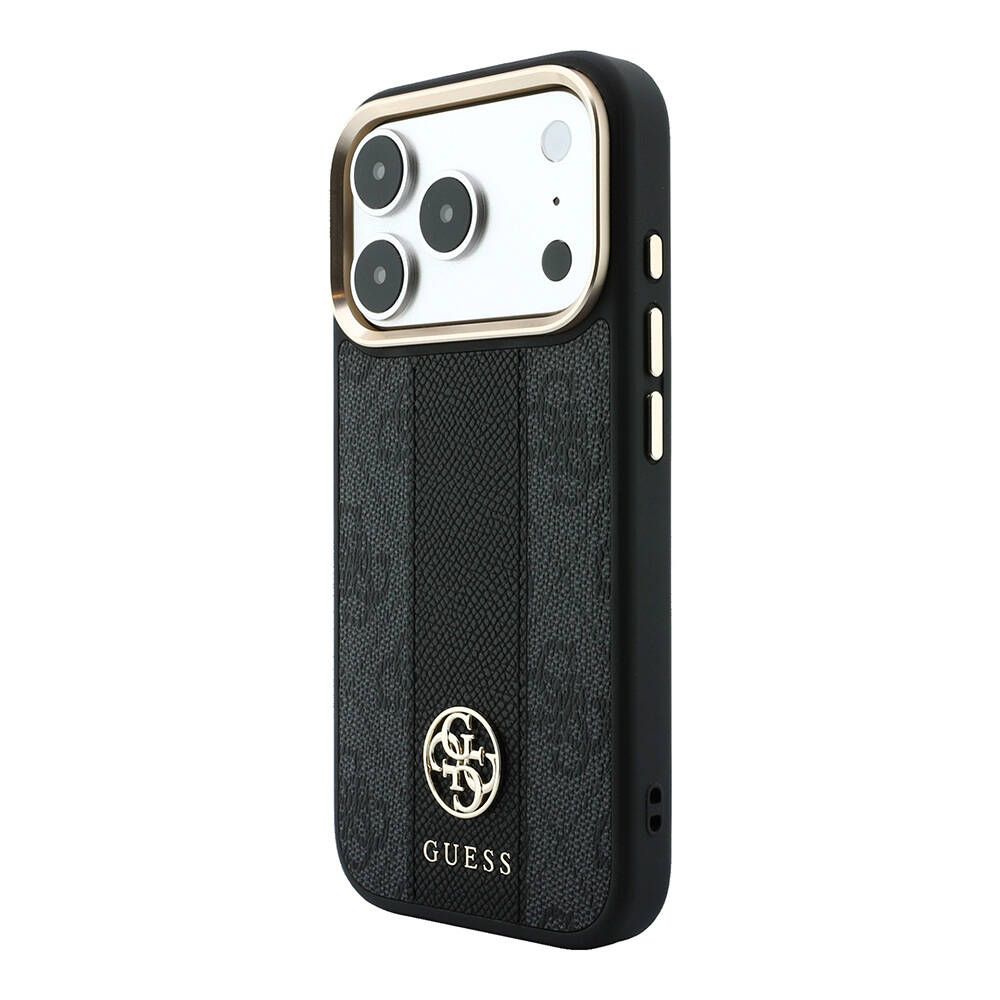 Apple iPhone 18 Pro Max Kılıf Guess Orjinal Lisanslı M-safe Şarj Özellikli Deri 4G Desenli Şeritli Yazı Logolu Kapak - 2
