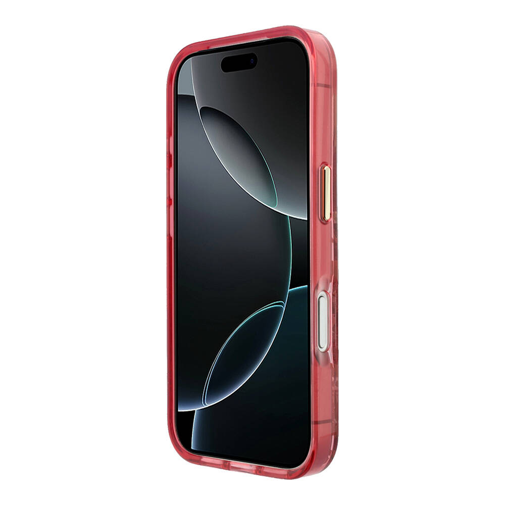 Apple iPhone 18 Pro Max Kılıf Guess Orjinal Lisanslı M-safe Şarj Özellikli Gül Desenli Simli Yazı Logolu Kapak - 5