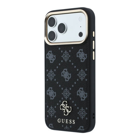 Apple iPhone 18 Pro Max Kılıf Guess Orjinal Lisanslı M-safe Şarj Özellikli Klasik Yazı ve 4G Logolu PU Deri Peony Kapak - 18