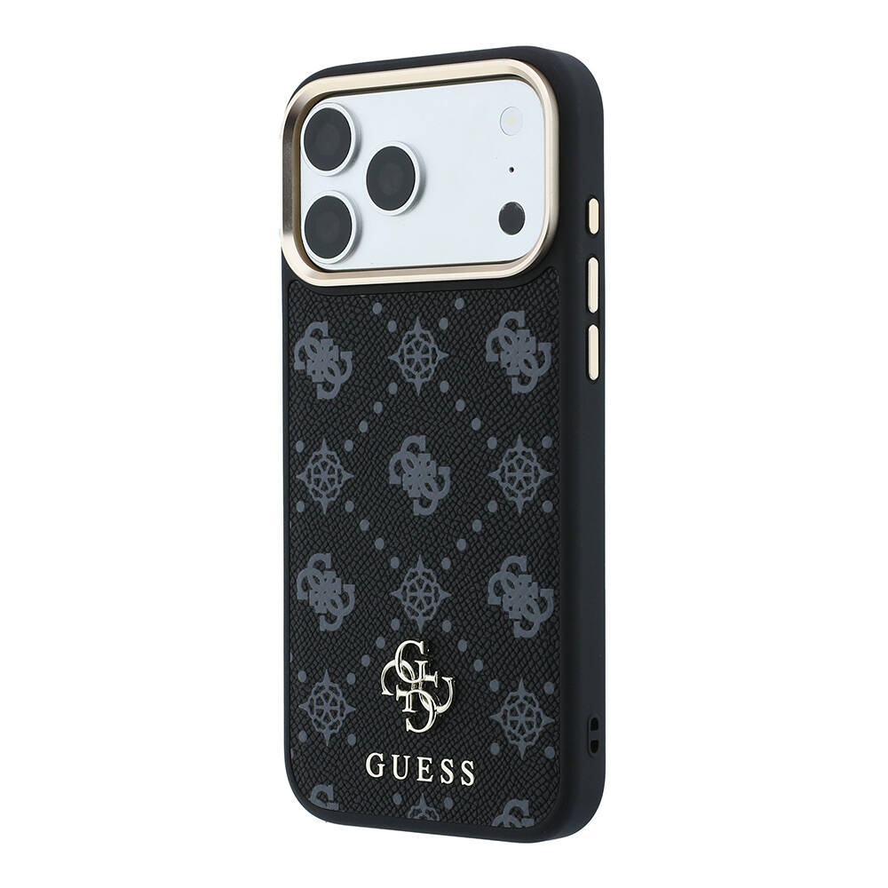Apple iPhone 18 Pro Max Kılıf Guess Orjinal Lisanslı M-safe Şarj Özellikli Klasik Yazı ve 4G Logolu PU Deri Peony Kapak - 18