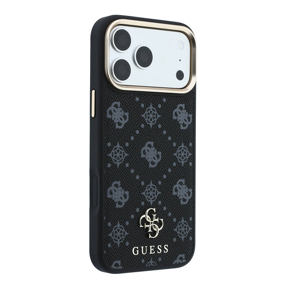 Apple iPhone 18 Pro Max Kılıf Guess Orjinal Lisanslı M-safe Şarj Özellikli Klasik Yazı ve 4G Logolu PU Deri Peony Kapak - 20