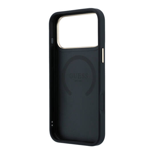 Apple iPhone 18 Pro Max Kılıf Guess Orjinal Lisanslı M-safe Şarj Özellikli Klasik Yazı ve 4G Logolu PU Deri Peony Kapak - 23
