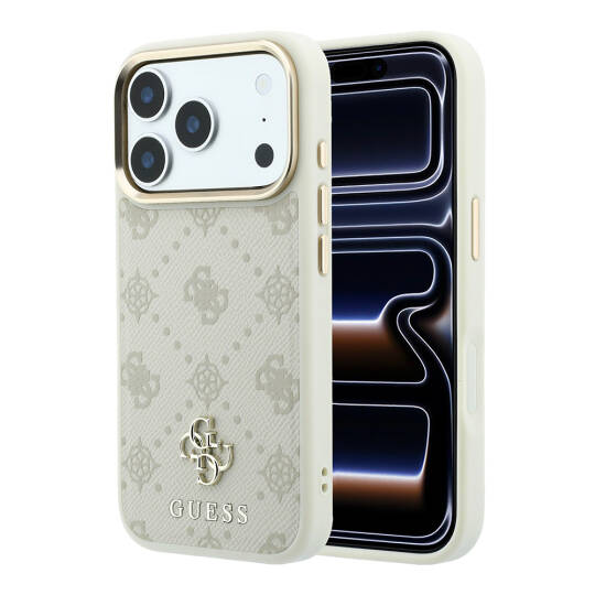 Apple iPhone 18 Pro Max Kılıf Guess Orjinal Lisanslı M-safe Şarj Özellikli Klasik Yazı ve 4G Logolu PU Deri Peony Kapak - 9