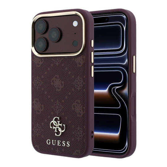 Apple iPhone 18 Pro Max Kılıf Guess Orjinal Lisanslı M-safe Şarj Özellikli Klasik Yazı ve 4G Logolu PU Deri Peony Kapak - 1