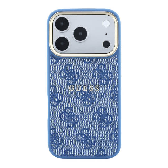Apple iPhone 18 Pro Max Kılıf Guess Orjinal Lisanslı M-safe Şarj Özellikli Metal Kamera Çerçeveli C-Magnet 4G Desenli Yazı Logolu Kapak - 11