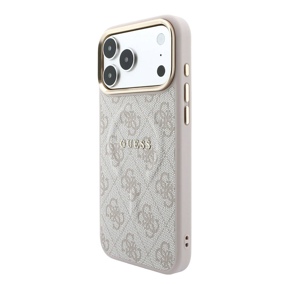 Apple iPhone 18 Pro Max Kılıf Guess Orjinal Lisanslı M-safe Şarj Özellikli Metal Kamera Çerçeveli C-Magnet 4G Desenli Yazı Logolu Kapak - 2