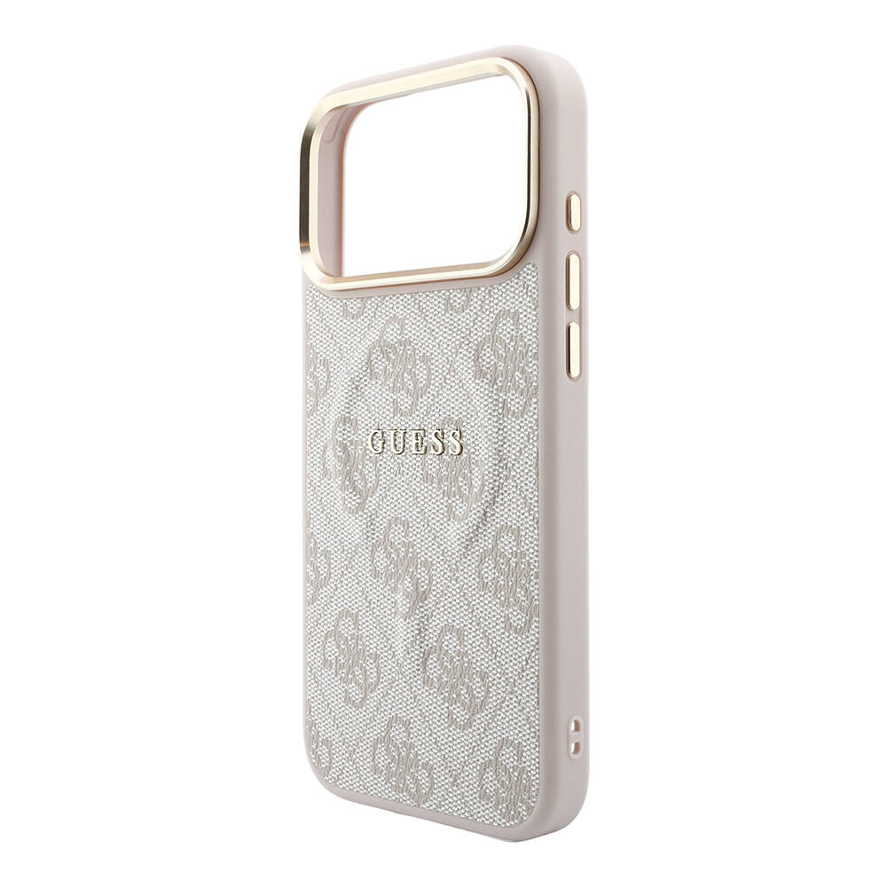 Apple iPhone 18 Pro Max Kılıf Guess Orjinal Lisanslı M-safe Şarj Özellikli Metal Kamera Çerçeveli C-Magnet 4G Desenli Yazı Logolu Kapak - 6