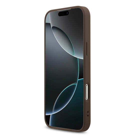 Apple iPhone 18 Pro Max Kılıf Guess Orjinal Lisanslı M-safe Şarj Özellikli PU Deri Taşlı Üçgen Logo 4G Desenli Strass Kapak - 13