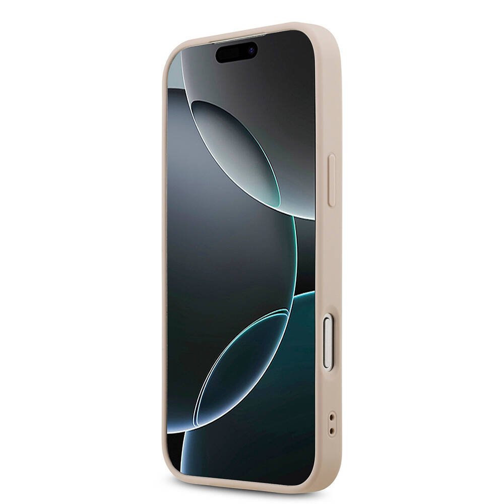 Apple iPhone 18 Pro Max Kılıf Guess Orjinal Lisanslı M-safe Şarj Özellikli PU Deri Taşlı Üçgen Logo 4G Desenli Strass Kapak - 5