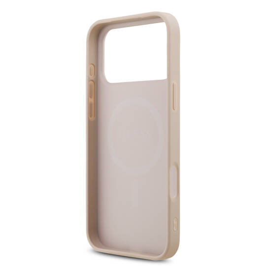Apple iPhone 18 Pro Max Kılıf Guess Orjinal Lisanslı M-safe Şarj Özellikli PU Deri Taşlı Üçgen Logo 4G Desenli Strass Kapak - 7