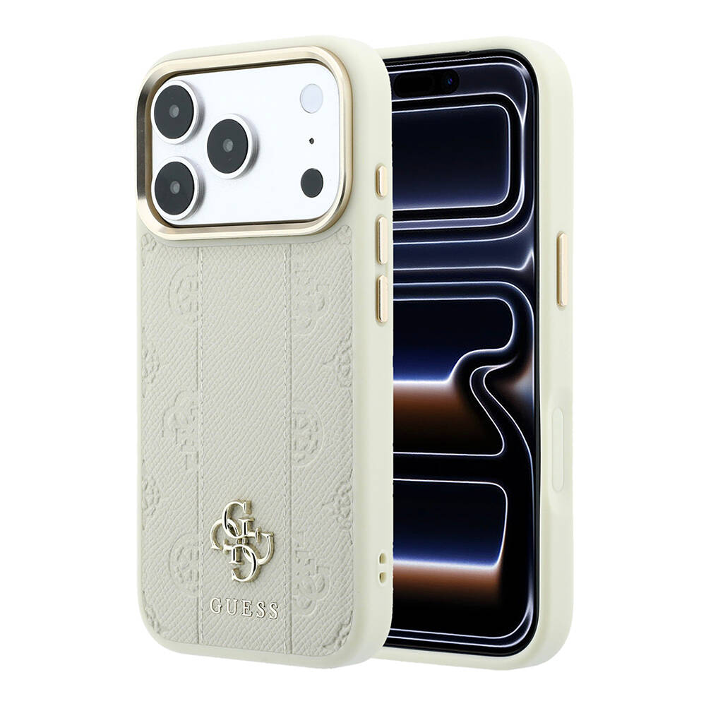 Apple iPhone 18 Pro Max Kılıf Guess Orjinal Lisanslı M-safe Şarj Özellikli Şeritli Peony 4G ve Yazı Logolu Kapak - 1