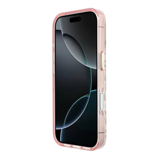 Apple iPhone 18 Pro Max Kılıf Guess Orjinal Lisanslı M-safe Şarj Özellikli Üçgen Logolu Simli Leopar Desenli Kapak - 21